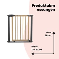 Detská bezpečnostná zábrana Safety 1st Simply Close, drevo a kov, 73 – 80 cm (max. 94 cm), montáž tlakom bez vŕtania, otváranie jednou rukou, drevo a grafitová farba 7