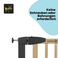 Detská bezpečnostná zábrana Safety 1st Simply Close, drevo a kov, 73 – 80 cm (max. 94 cm), montáž tlakom bez vŕtania, otváranie jednou rukou, drevo a grafitová farba 3