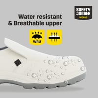 SAFETY JOGGER Acélcsúszású Munkavédelmi Klumpa Fehér Uniszex Konyhai Cipő 4