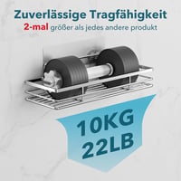 saffruff Zuhanyzó Polc Szett 2db - Fúrás Nélküli Fürdőszobai Tároló, Ezüst Sampontartó, Rozsdamentes, Vízálló, 11x30x5cm, 10kg Teherbírás 6