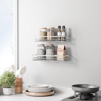saffruff Zuhanyzó Polc Szett 2db - Fúrás Nélküli Fürdőszobai Tároló, Ezüst Sampontartó, Rozsdamentes, Vízálló, 11x30x5cm, 10kg Teherbírás 7