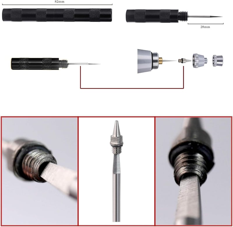 Sagud Airbrush tisztítókészlet üvegtartóval, kefékkel és tűkkel