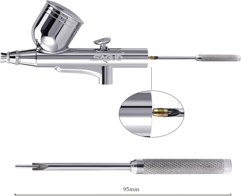 Sagud Airbrush tisztítókészlet üvegtartóval, kefékkel és tűkkel
