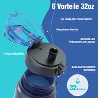Motivačná športová fľaša Sahara Sailor 1000 ml, BPA-free Tritan, nepriepustná fľaša na vodu na bicykel, kempovanie, jogu, do fitka 4
