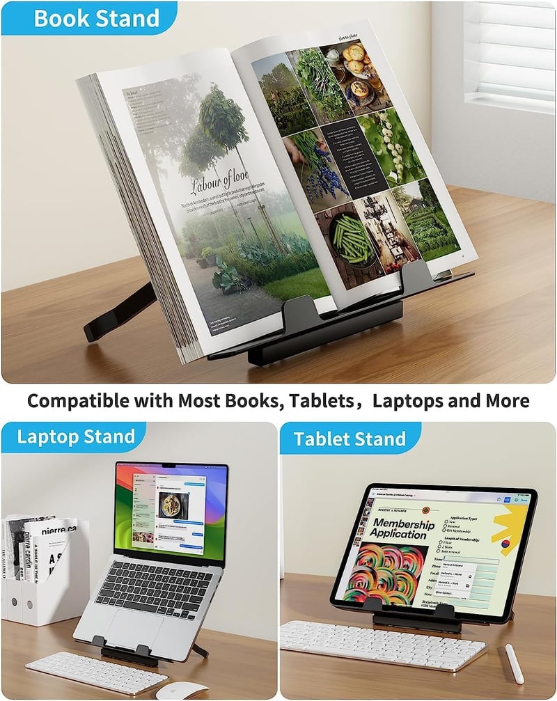 SAIJI 60x40cm Laptop Asztal Állítható Magassággal és Szögtámasszal