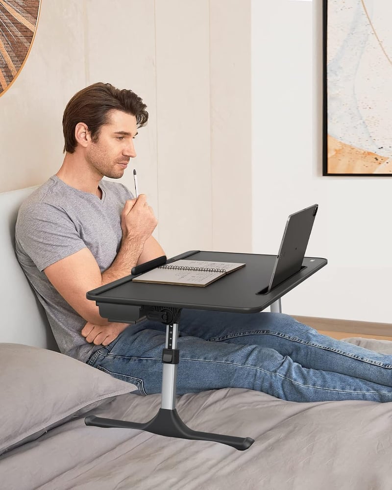 SAIJI 60x40cm Laptop Asztal Állítható Magassággal és Szögtámasszal