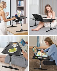 SAIJI 60x40cm Laptop Asztal Állítható Magassággal és Szögtámasszal 2