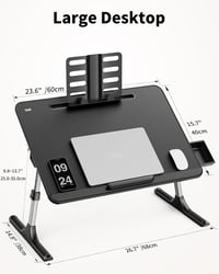 SAIJI 60x40cm Laptop Asztal Állítható Magassággal és Szögtámasszal 6