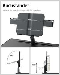 SAIJI XXL Laptop Asztal Magasságállítható Ágyhoz Fiókkal Fekete 4