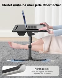 SAIJI XXL Laptop Asztal Magasságállítható Ágyhoz Fiókkal Fekete 9