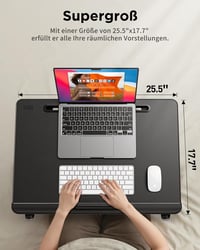 SAIJI XXL Laptop Asztal Magasságállítható Ágyhoz Fiókkal Fekete 2