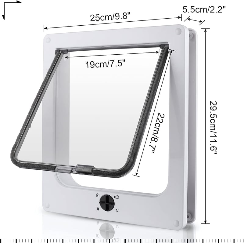 Sailnovo 4 irányú macskaajtó kutyaajtó 25x29cm teleszkópos kerettel