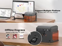 SainSmart Kiosk 2.5W Lézer Gravírozó Gép, Hordozható Lézer Vágó Akril Burkolattal, 9.9x9.9cm Munkaterület, Fekete-Narancs 8