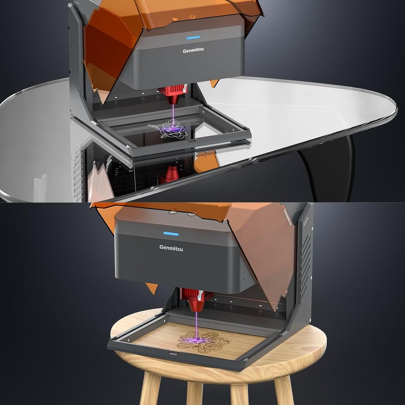 SainSmart Kiosk 2.5W Lézer Gravírozó Gép, Hordozható Lézer Vágó Akril Burkolattal, 9.9x9.9cm Munkaterület, Fekete-Narancs