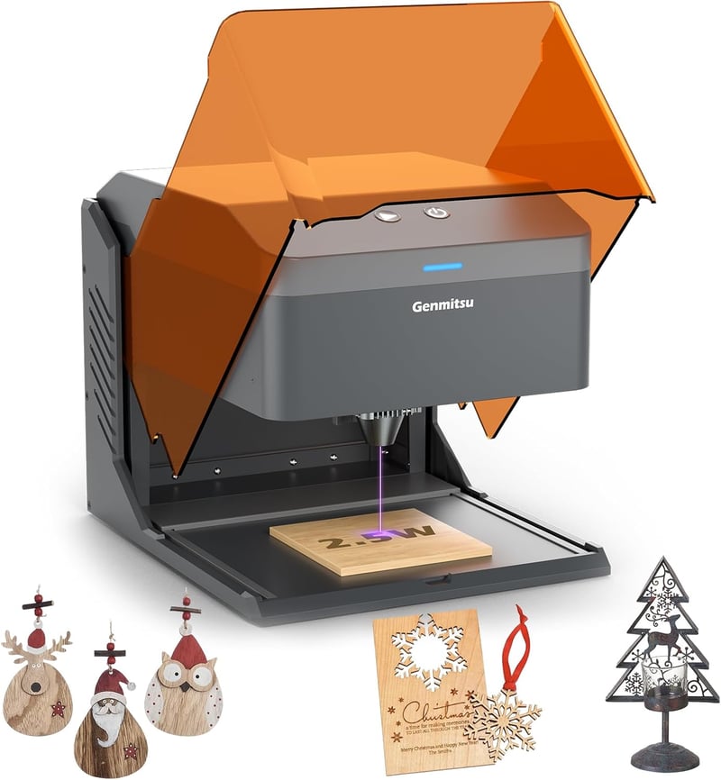 SainSmart Kiosk 2.5W Lézer Gravírozó Gép, Hordozható Lézer Vágó Akril Burkolattal, 9.9x9.9cm Munkaterület, Fekete-Narancs