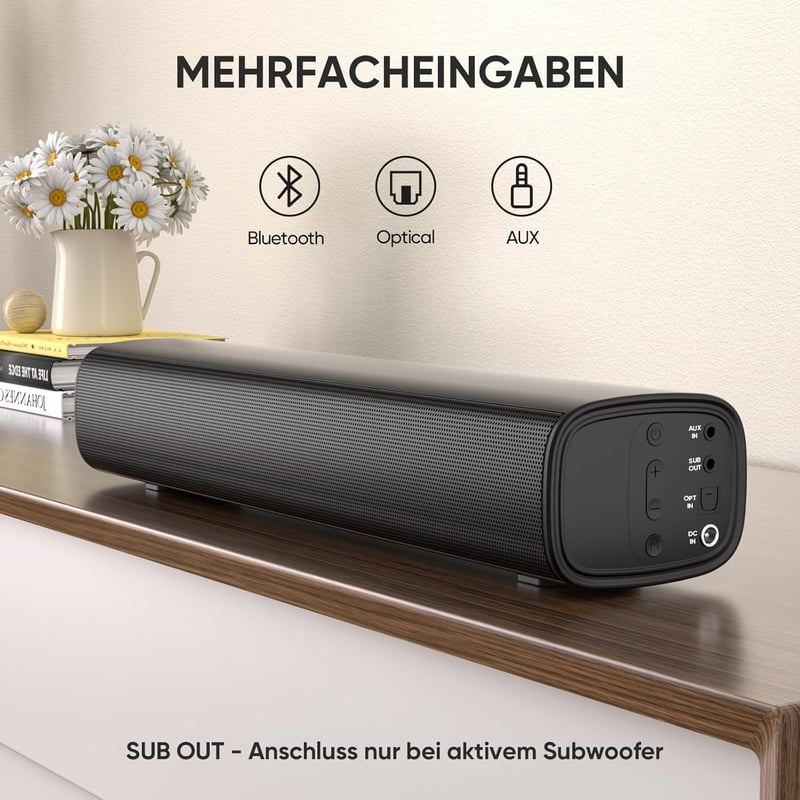 Saiyin 2.0 Soundbar TV-hez 40W Bluetooth/Optikai/AUX Csatlakozással
