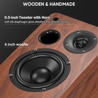 Saiyin Bluetooth Aktív Polcsugárzó 40W x 2 4 Colos Mélynyomóval Optikai AUX Bemenettel TV PC Lemezjátszóhoz Mélynyomó Kimenettel 4