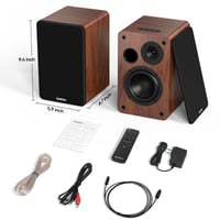 Saiyin Bluetooth Aktív Polcsugárzó 40W x 2 4 Colos Mélynyomóval Optikai AUX Bemenettel TV PC Lemezjátszóhoz Mélynyomó Kimenettel 7