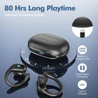 sajawass Bluetooth 5.3 Fülhallgató HiFi Sztereó, 80 Órás Akkumulátor, Dupla LED Kijelzős Töltőtok, IPX7 Vízálló, Android iOS Kompatibilis - Fekete 5