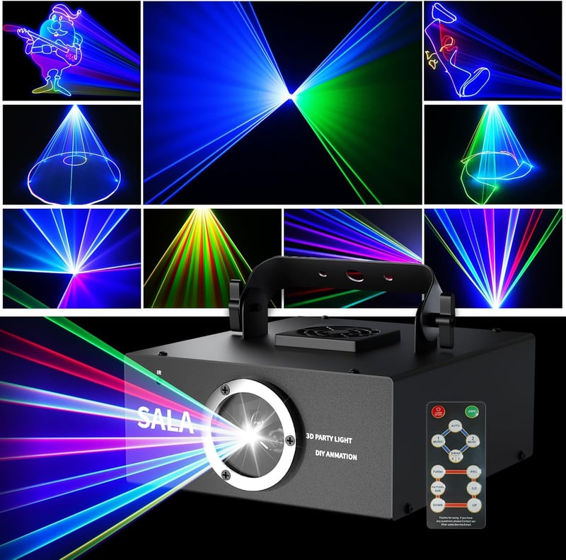 SALA DJ Disco Fény Távirányítóval, 3D RGB Animációs Party Világítás DMX512, Beltéri Szórakozóhely Karaoke Születésnap Rendezvény