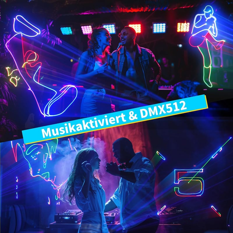 SALA DJ Disco Fény Távirányítóval, 3D RGB Animációs Party Világítás DMX512, Beltéri Szórakozóhely Karaoke Születésnap Rendezvény