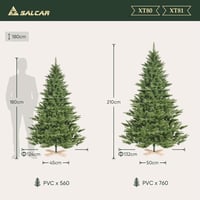 SALCAR 180 cm-es műfenyő 560 ággal, összecsukható rendszer, fa talp, 124 cm átmérő 6