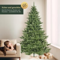 SALCAR 180 cm-es műfenyő 560 ággal, összecsukható rendszer, fa talp, 124 cm átmérő 2