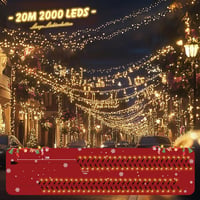SALCAR 20m 2000 LED karácsonyi fényfüzér 8 üzemmóddal, vízálló kültéri beltéri dekoráció meleg fehér 5