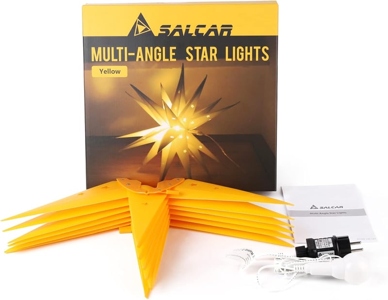 SALCAR 60 cm Világító Karácsony Csillag Kültéri Beltéri LED Dekoráció Sárga