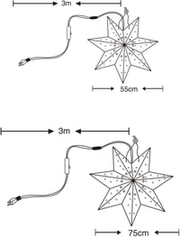 SALCAR LED papír csillag függeszthető dekoráció 55-75 cm 6