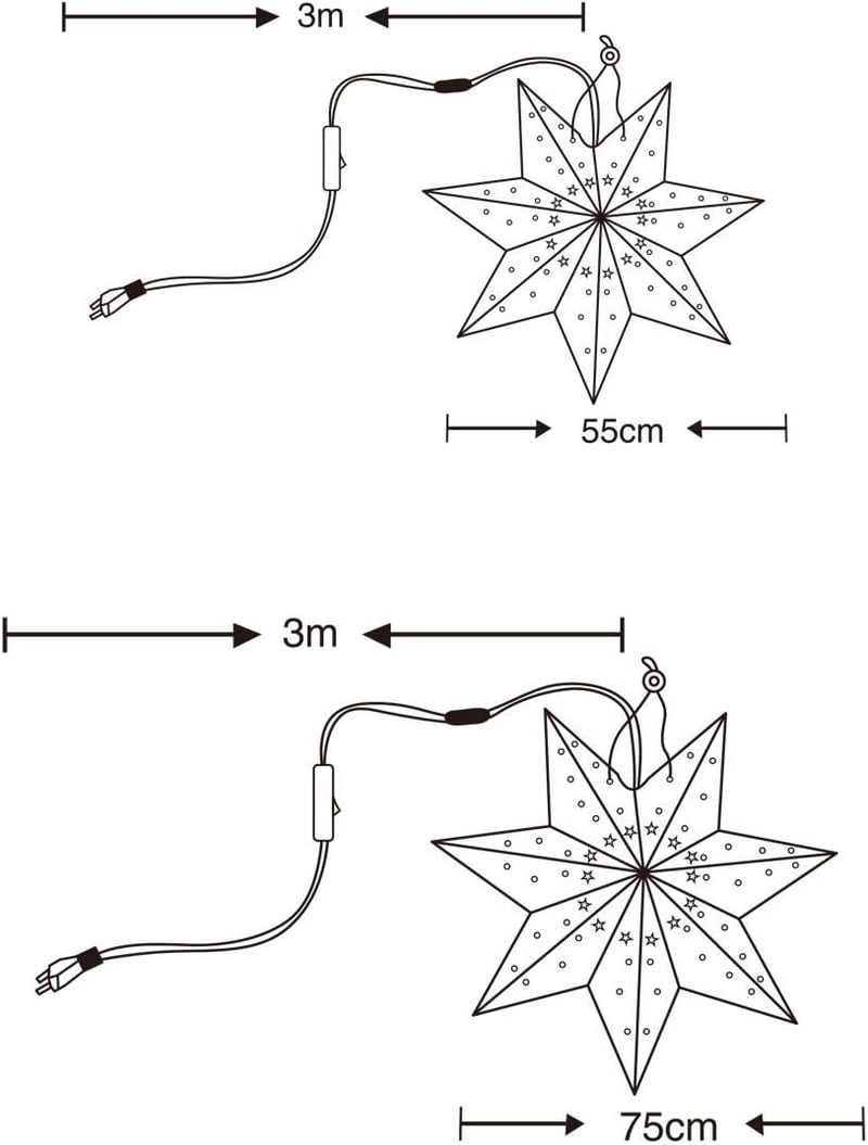 SALCAR LED papír csillag függeszthető dekoráció 55-75 cm