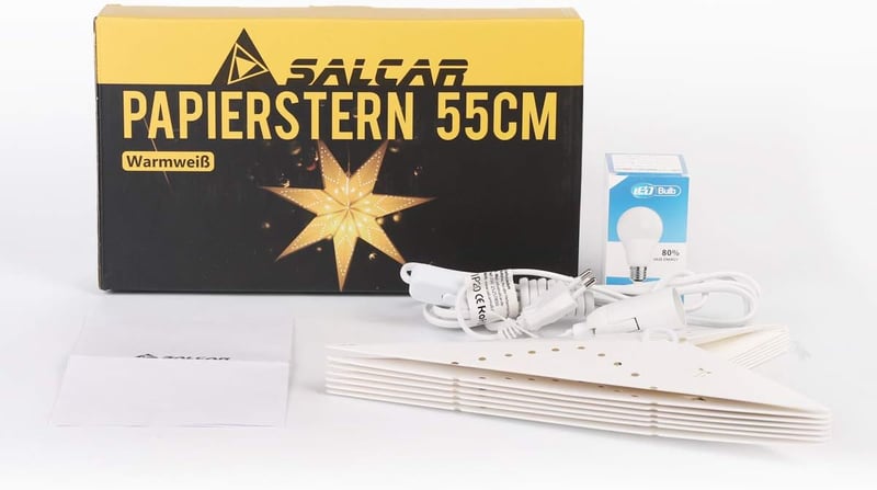 SALCAR LED papír csillag függeszthető dekoráció 55-75 cm