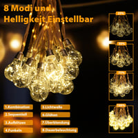 SALCAR Solárna vonkajšia svetelná reťaz s vintage konopným lanom, 5 m, 10 LED žiaroviek, vodotesná, 8 režimov, teplá biela, pre záhradu a terasu 2