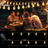 SALCAR Solárna vonkajšia svetelná reťaz s vintage konopným lanom, 5 m, 10 LED žiaroviek, vodotesná, 8 režimov, teplá biela, pre záhradu a terasu 6