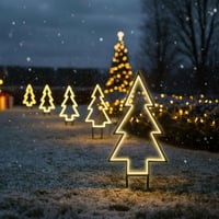 SALCAR XXL 3D LED Karácsonyi Fenyőfa Kerti Dísz 60 cm, 100 LED-del, Fém Leszúrható Kerti Világítás, Vízálló Kültéri Karácsonyi Dekoráció, Meleg Fehér 6