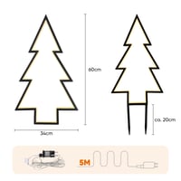 SALCAR XXL 3D LED Karácsonyi Fenyőfa Kerti Dísz 60 cm, 100 LED-del, Fém Leszúrható Kerti Világítás, Vízálló Kültéri Karácsonyi Dekoráció, Meleg Fehér 2
