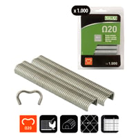 Clește pentru tensionat gard Salki FSK20C cu tăietor de sârmă integrat (3 mm) + 1000 buc. capse galvanizate Ω20 cu încărcător - Verde 4