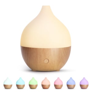 Ultrazvukový aróma difuzér Salking 100 ml na esenciálne oleje, RGB osvetlenie, automatické vypnutie, dizajn s bielym dreveným vzorom, na použitie v kancelárii a domácnosti