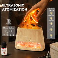 SALKING 2 u 1 difuzor eteričnih ulja i lampa od himalajske soli, 150 ml, aromaterapijski difuzor sa 7 boja i efektom plamena, automatsko isključivanje, bez BPA, RGB svjetlo, dizajn drveta 5