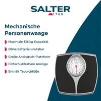 Mechanická osobná váha Salter 148 BKSVDR Speedo – analógový displej, kovová platforma, max. 136 kg, čierno-strieborná, bez batérií 2