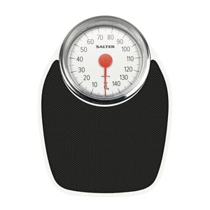 Cântar de baie mecanic Salter 195 WHKR în stil medical – Alb/Negru, capacitate 150 kg, afișaj analogic, platformă metalică, fără baterii