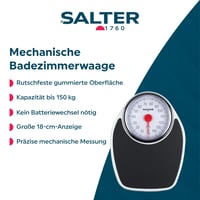 Mechanická osobná váha Salter 195 WHKR v medicínskom štýle – bielo-čierna, nosnosť 150 kg, analógová stupnica, kovová platforma, bez batérií 2