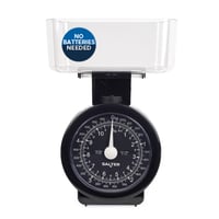 Cântar de bucătărie mecanic analogic Salter cu bol – capacitate 5 kg, design retro, lavabil în mașina de spălat vase, unități de măsură metrice și imperiale, negru 1