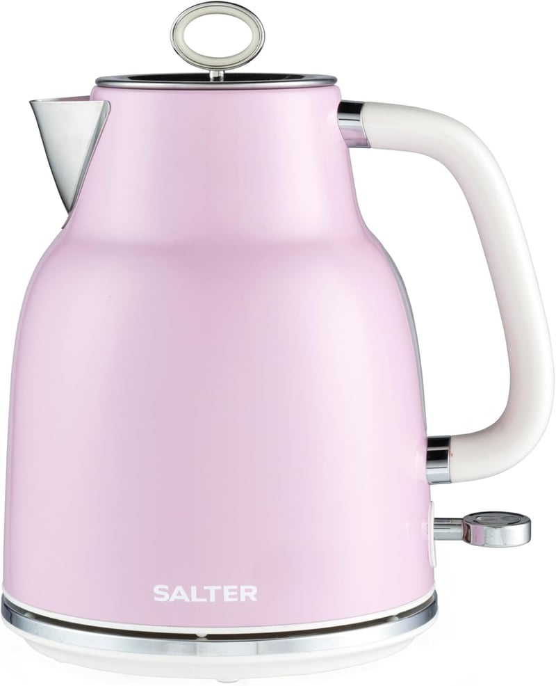 Salter Retro 1,7L Vízforraló 3kW Vezeték Nélküli Rózsaszín Szűrővel