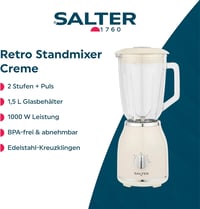 Salter Retro Krém Turmixgép 1.5L Üveg Tartály, 2 Fokozat, 1000W 2