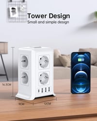 Sameriver 8-zásuvková predlžovačka s 2 m káblom, 4 USB portmi a viacnásobnou zásuvkou 6