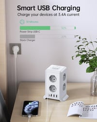 Sameriver 8-zásuvková predlžovačka s 2 m káblom, 4 USB portmi a viacnásobnou zásuvkou 4