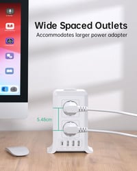 Sameriver 8-zásuvková predlžovačka s 2 m káblom, 4 USB portmi a viacnásobnou zásuvkou 7