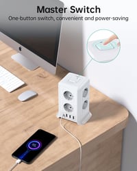 Sameriver 8-zásuvková predlžovačka s 2 m káblom, 4 USB portmi a viacnásobnou zásuvkou 5