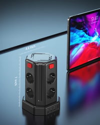 Sameriver EOUOKU PHNE4 Predlžovačka s 8 zásuvkami a 2 m káblom, 4 samostatne spínané zásuvky, 4 USB porty 5